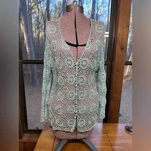Knitted crocheted beaded xl cardigan no tag